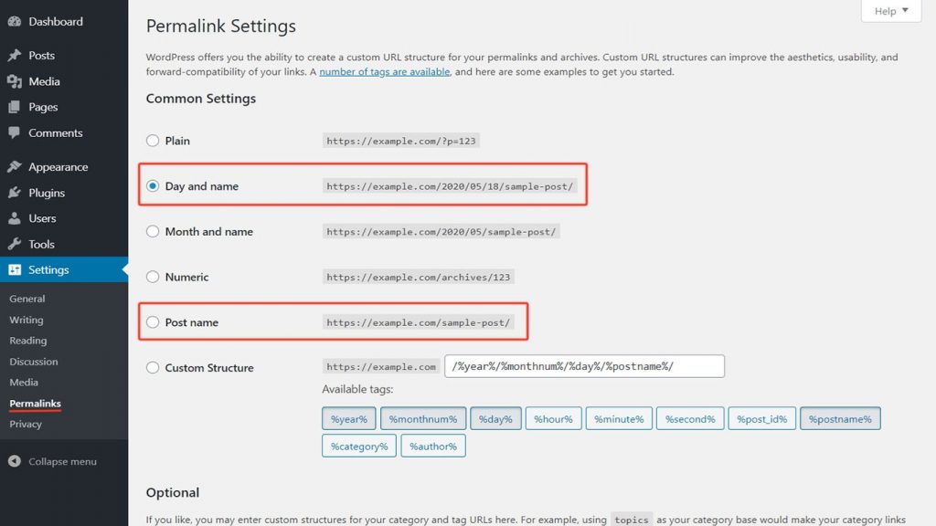 WordPress SEO Permalink Setting 