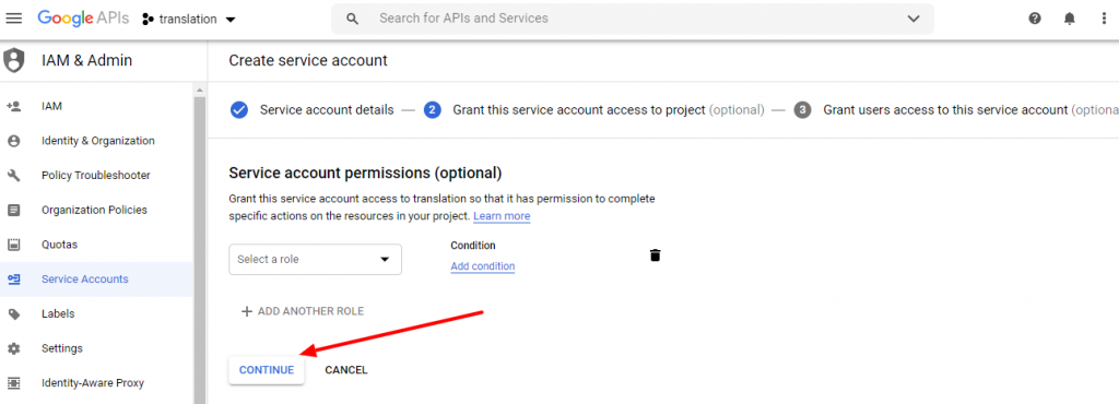 Service account permissions