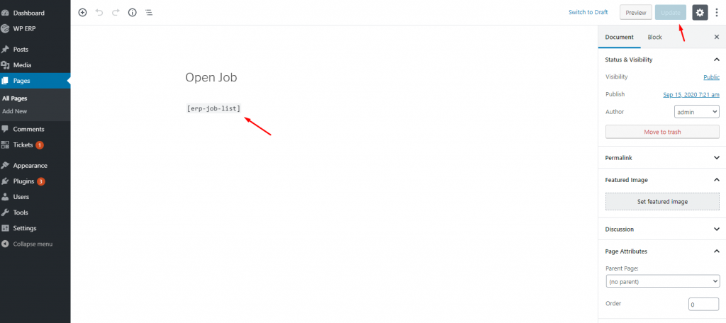 Create a job page