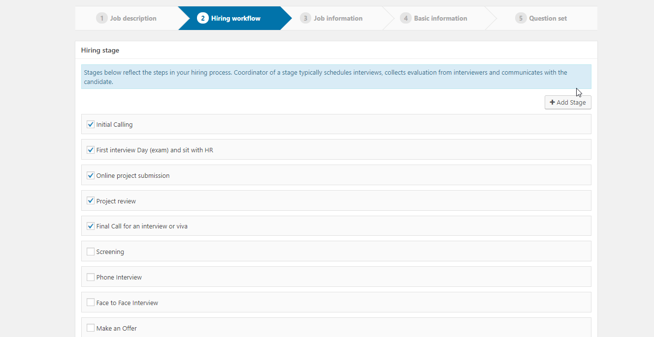 Rearranging the hiring workflow