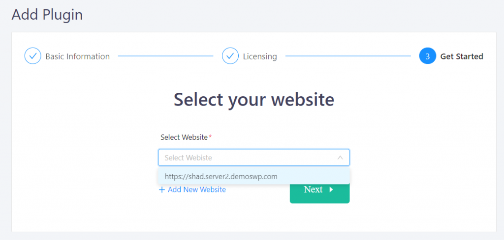  select the website that you connected with Appsero.