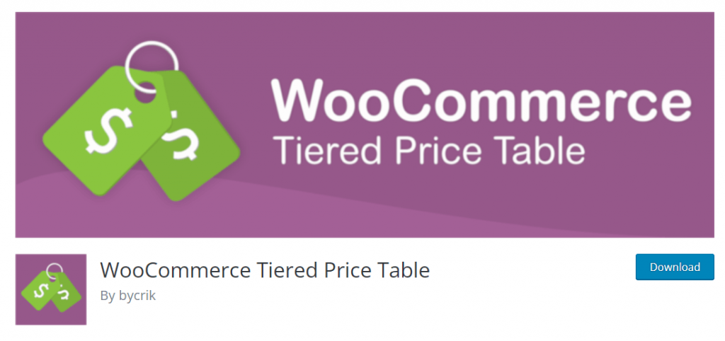 WooCommerce pricing table