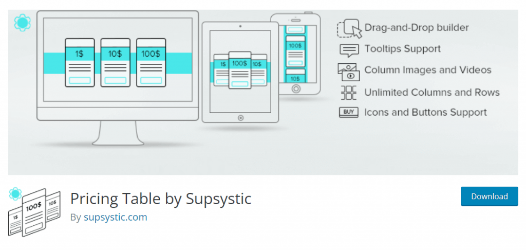 supsystic- wordpress pricing table plugin