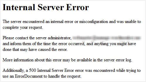  internal server error message
