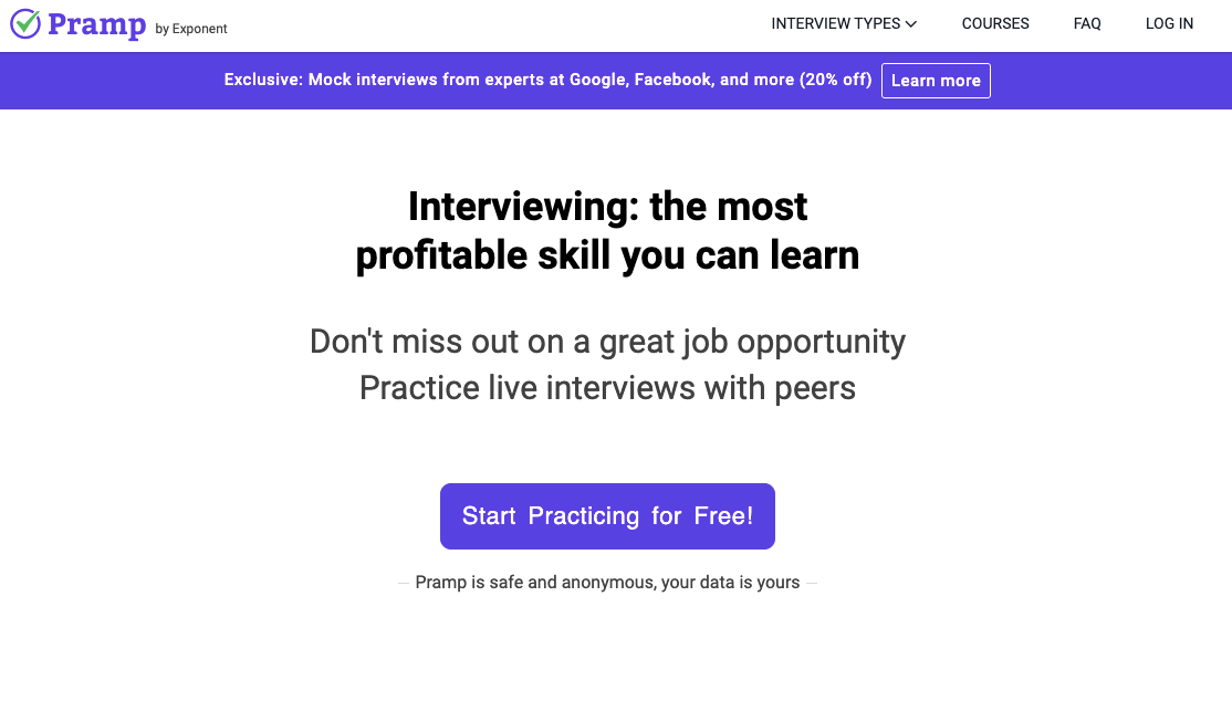 Pramp- Practice Mock Interviews and Coding Problems