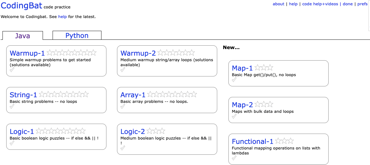 CodingBat- Perfect for Coding Interview Practices