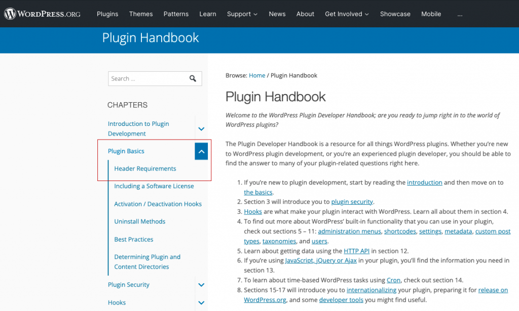 plugin basics- Header Requirements