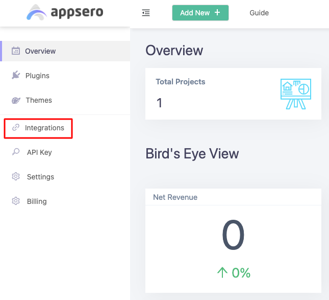 Navigate to Integration from Appsero