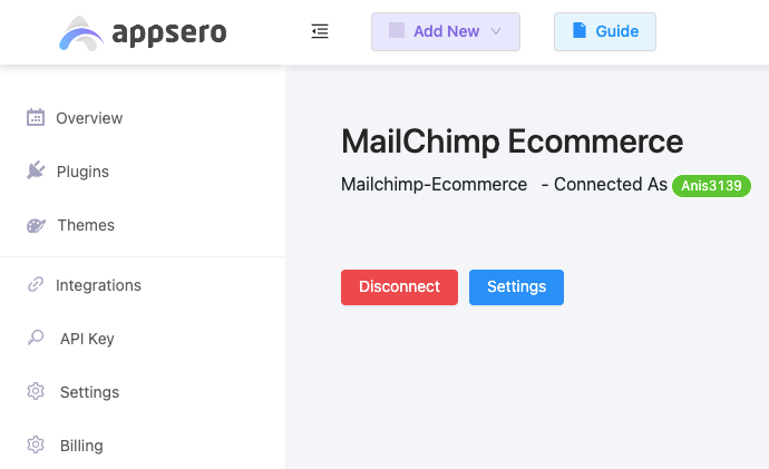 CHecking the MailChimp eCommerce integration connection