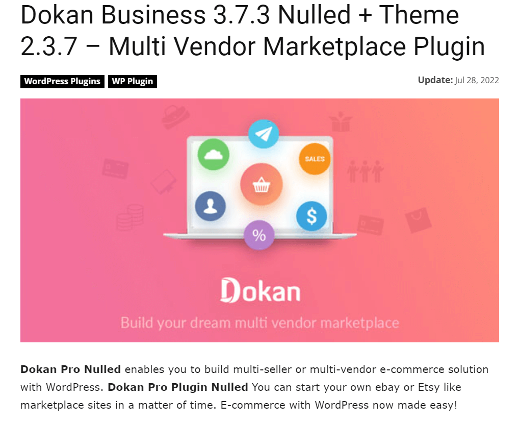 Nulled Version of Dokan Multivendor