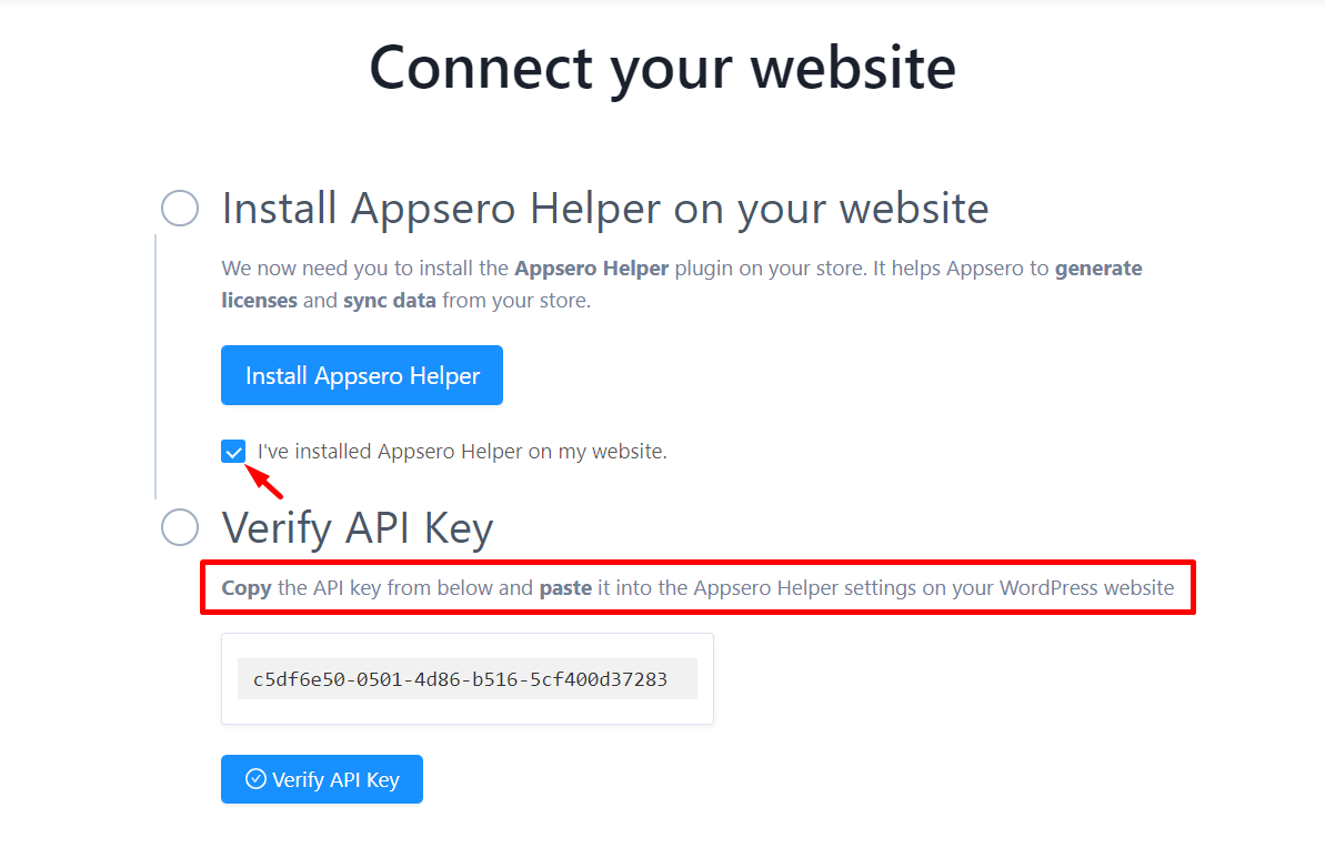 Connect your website with Appsero
