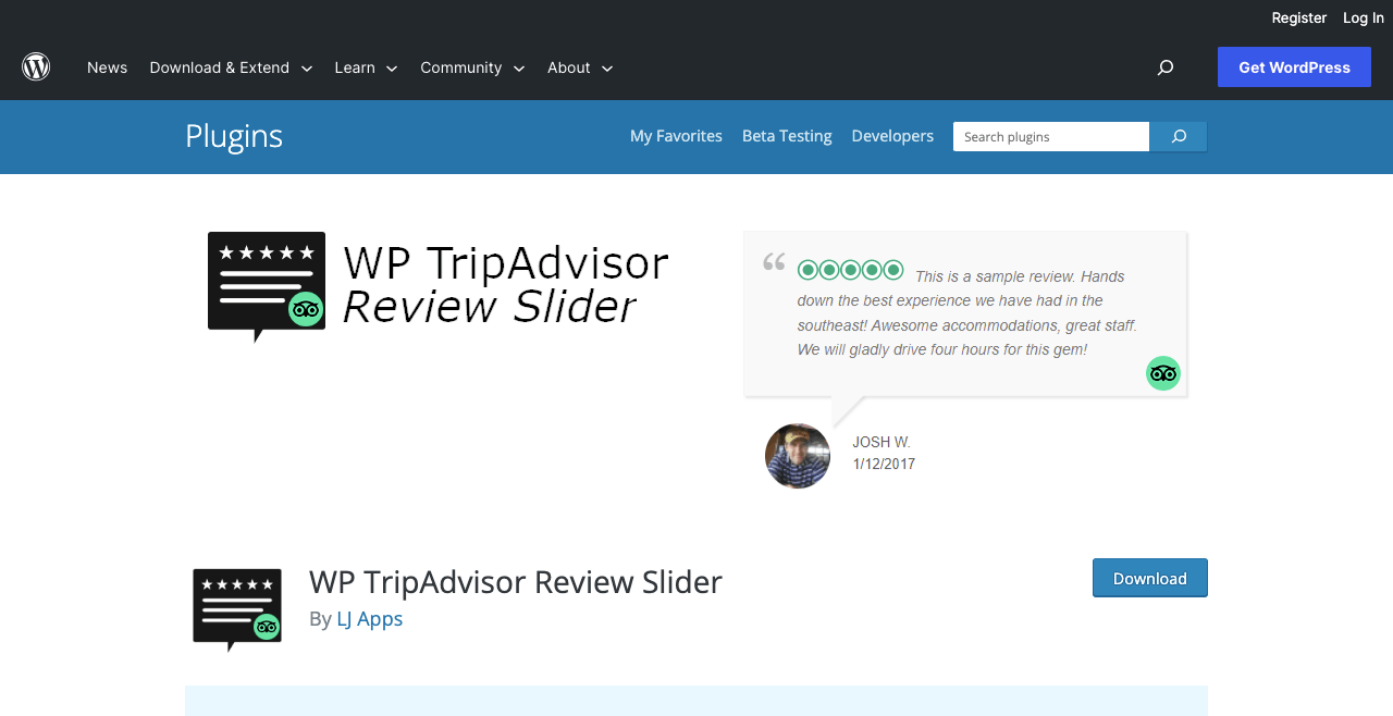 WP TripAdvisor Review Slider