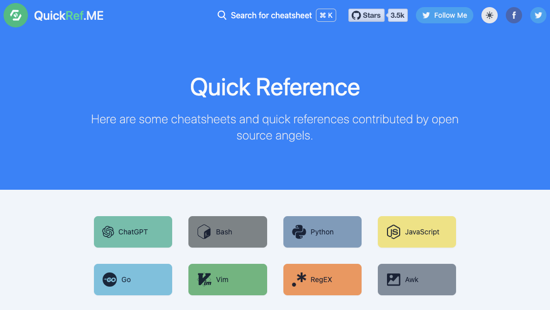 QuickRef search engines for developers 
