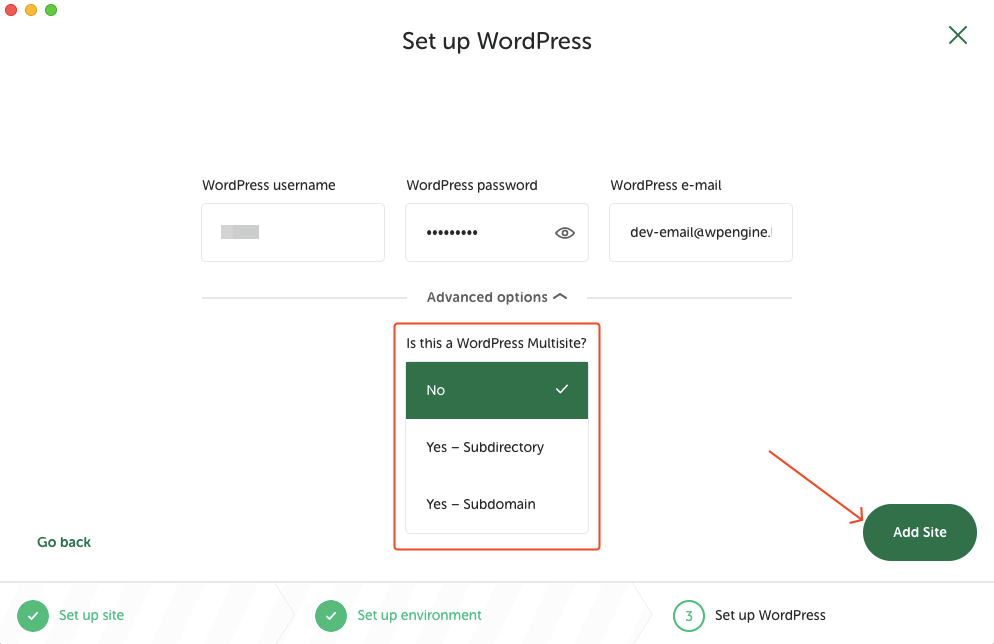 Provide your WordPress credentials