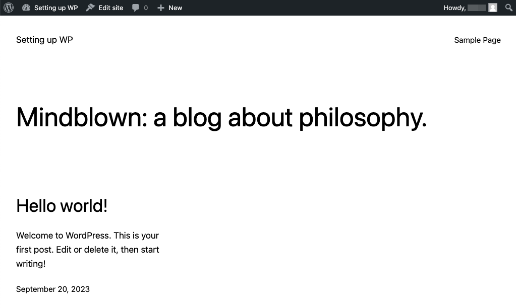 WordPress website's front end