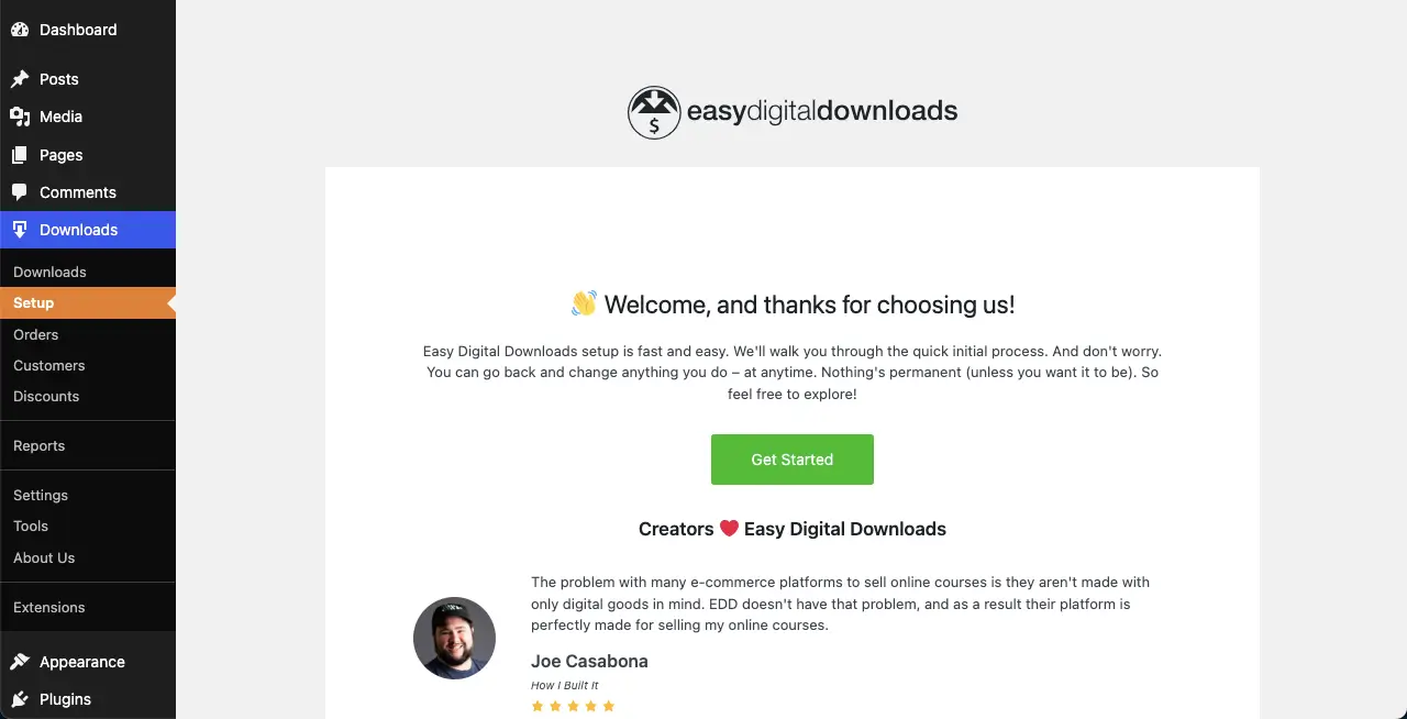 Easy Digital Downloads dashboard