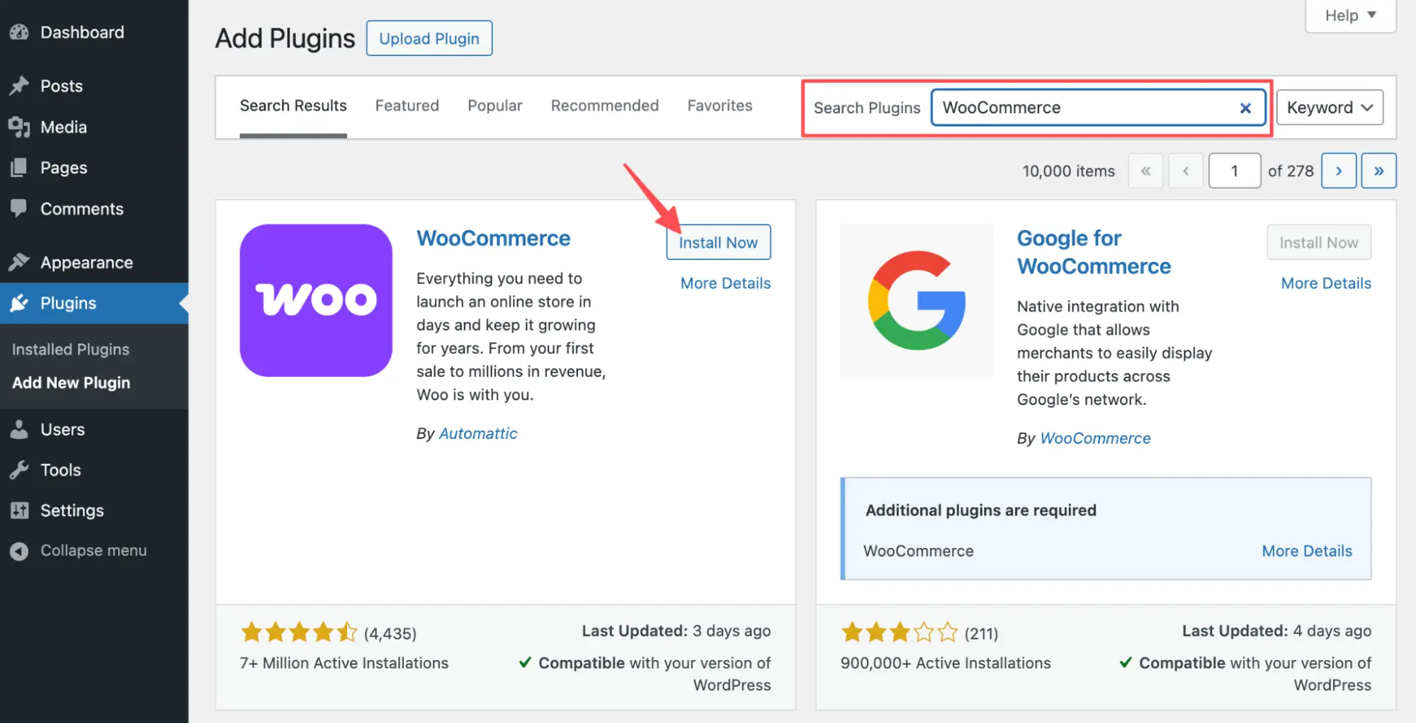 Install WooCommerce